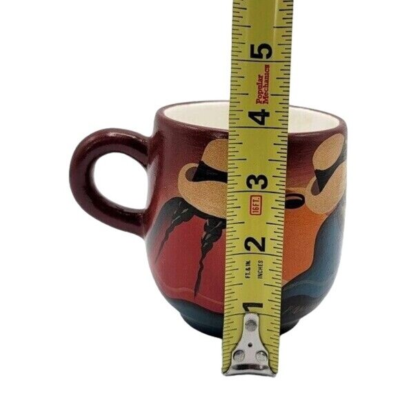 Panino Handpainted Mug Southwest Incan Style 4" Women Hats Signed by Artist - Picture 10 of 12